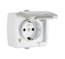 EKF PROxima Мурманск Розетка 1-местная 16А с заземлением с крышкой IP54 серый с защитными шторками