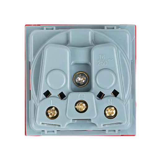 EKF PROxima Розетка 45х45 (2 модуля), с заземлением, красная, прямая