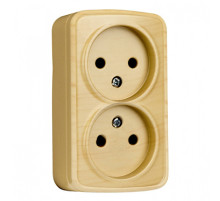 EKF Basic Минск Светлое дерево Розетка 2-ая, б/з, 10А, ОП