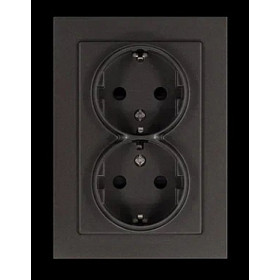 Jasmart G Мокко Розетка с/з двойная со шторками 16A 250V~