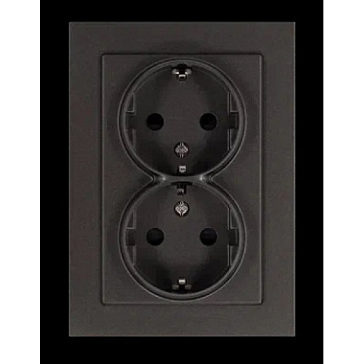 Jasmart G Мокко Розетка с/з двойная со шторками 16A 250V~