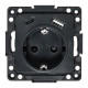 EKF Стокгольм Механизм Розетки 1-местной с/з, USB A+C 16А винтовые клеммы черный с защ. штор.