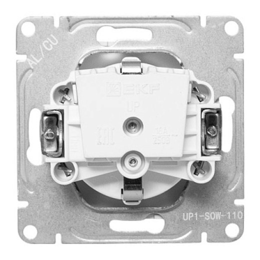 EKF Эпика Механизм розетки, 16А, с заземлением, без шторок, белый