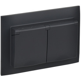 IEK SKANDY Графит Розетка 2-ая с/з с крышкой 16А в сборе IP44 SK-R12G