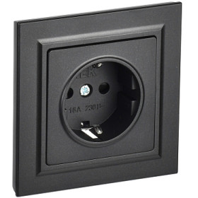 IEK BRITE Черный Розетка с з/к/ш 16А в сборе РСР14-1-0-БрЧ