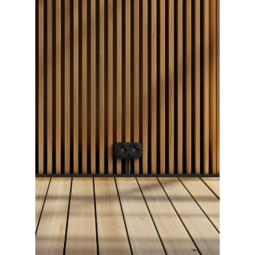 Legrand Quteo IP20 Чёрный матовый Розеточный блок двойной с заземлением предварительным подключением без шторок 16А 250В винтовые зажимы накладной мон