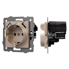 Arlight Механизм розетки с USB зарядкой SCT-MUAA-PL-GD-V (250V, 16A) (-)