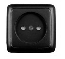 HEGEL Черный РА16-104-08 Розетка открытой установки, одноместная, со шторкой, с изолирующей пластиной