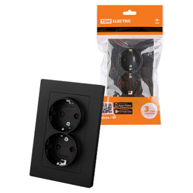 TDM Розетка двойная 2П+З 16А 250В черная 