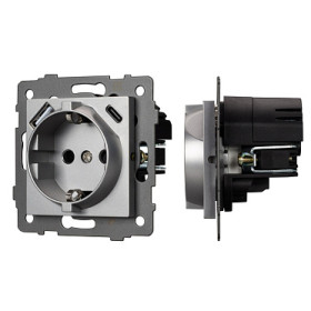 Arlight Механизм розетки с USB зарядкой SCT-MUAC-PL-GR-V (250V, 16A) (-)
