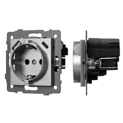Arlight Механизм розетки с USB зарядкой SCT-MUAC-PL-GR-V (250V, 16A) (-)