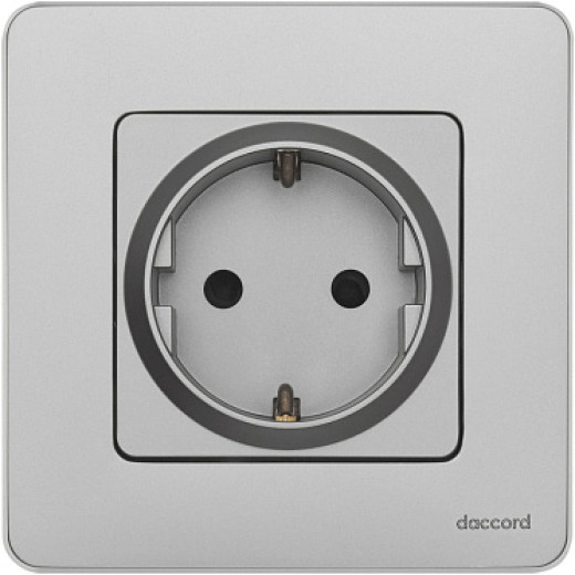 Legrand/Daccord INSPIRIA Алюминий Розетка 2К+З со шторками - немецкий стандарт - 16 А - 250 В