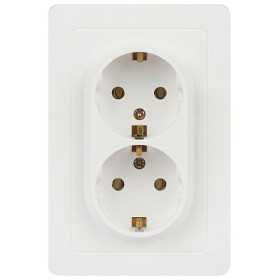 Intro Розетка Style 7-205-01 двойная с заземлением 2X2P+E Schuko, 16А-250В, IP20, СУ, белый