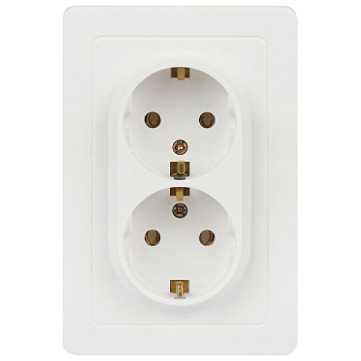 Intro Розетка Style 7-205-01 двойная с заземлением 2X2P+E Schuko, 16А-250В, IP20, СУ, белый