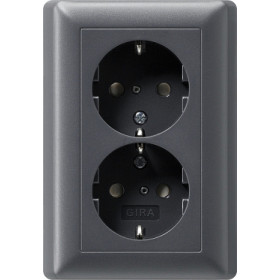 Gira S-55 Антрацит Розетка 2-я с/з с пиктограммой