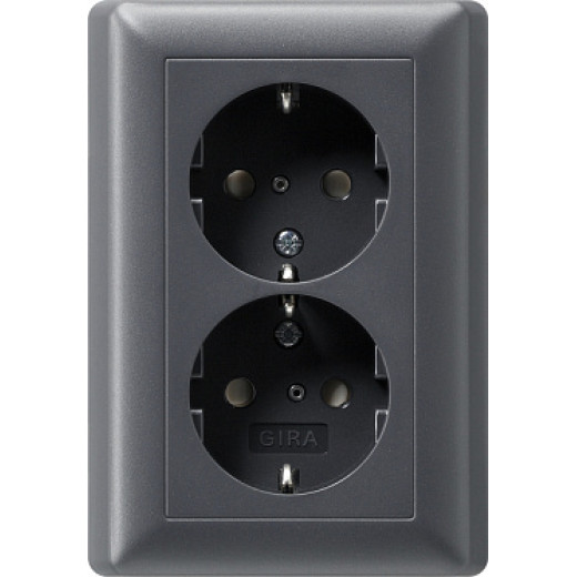 Gira S-55 Антрацит Розетка 2-я с/з с пиктограммой