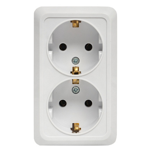 EKF PROxima Рим Розетка 2-местная 16А с заземлением белая