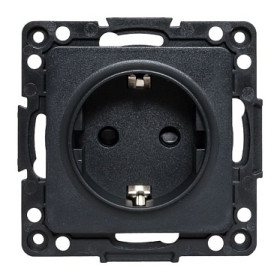 EKF PROxima Стокгольм Черный Розетка с/з, со шторками, 16А ,винт.клеммы