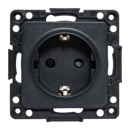 EKF PROxima Стокгольм Черный Розетка с/з, со шторками, 16А ,винт.клеммы