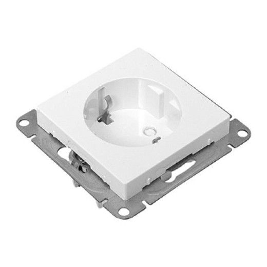 EKF Эпика Механизм розетки, 16А, с заземлением, со шторками, белый