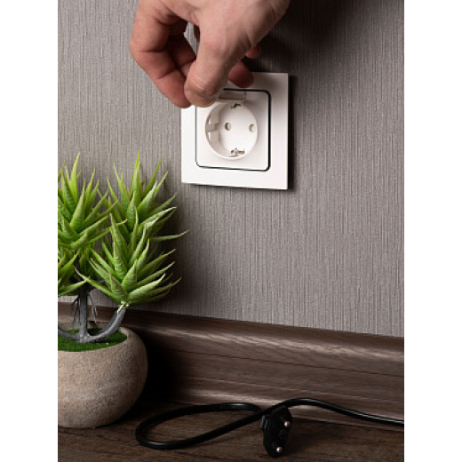 EKF PROxima Стокгольм Белый Розетка с/з, со шторками и крышкой, 16А, IP44