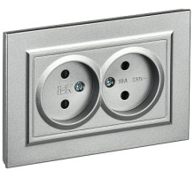 IEK BRITE Алюминий Розетка 2-я без з/к с з/ш 10А в сборе РСш12-2-БрА