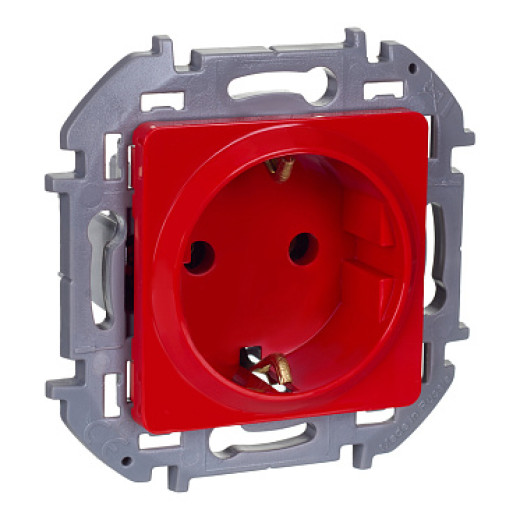 Legrand/Daccord INSPIRIA Красный Розетка с/з со шторками