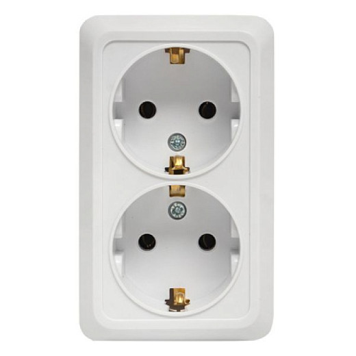 EKF PROxima Рим Розетка 2-местная 16А с заземлением белая