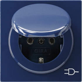 Gira S-Color Синий Розетка с з/к и крышкой