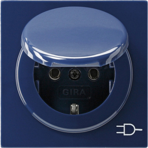 Gira S-Color Синий Розетка с з/к и крышкой
