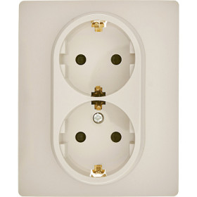 Legrand/Daccord Inspiria Розетка двойная с заземлением со шторками в сборе 16А 250В винтовые зажимы - слоновая кость