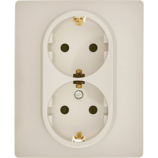 Legrand/Daccord Inspiria Розетка двойная с заземлением со шторками в сборе 16А 250В винтовые зажимы - слоновая кость