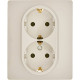 Legrand/Daccord Inspiria Розетка двойная с заземлением со шторками в сборе 16А 250В винтовые зажимы - слоновая кость
