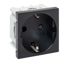 EKF Розетка 45х45 с зазем., с защ. шторками, 90 градусов, черная, матовая