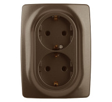 ЭРА 12-2108-13 Розетка 2X2P+E Schuko со шторками, 16A-250В, IP20, 12, Бронза