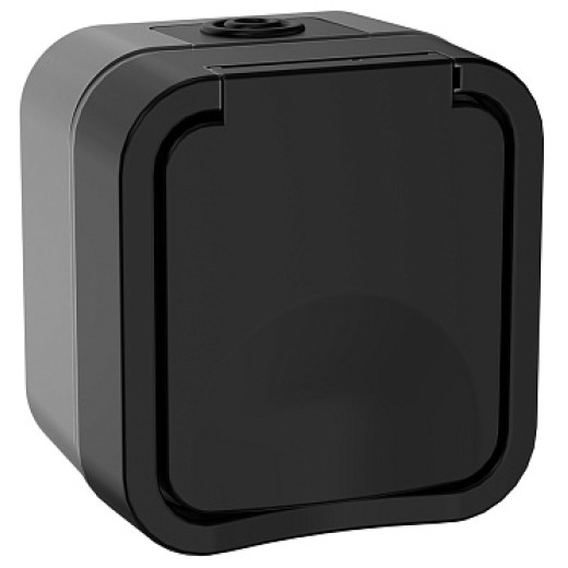 IEK TORS Розетка 1-я с з/к кр. 16А IP55 TS120 графит