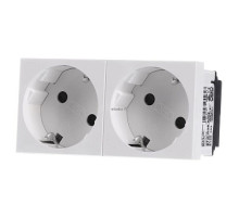 OBO BETTERMANN  Розетка 2х2К+3 под углом 33° шторки 16А 250В (45х90 мм - 2 модуля Modul45) белая