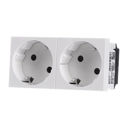 OBO BETTERMANN  Розетка 2х2К+3 под углом 33° шторки 16А 250В (45х90 мм - 2 модуля Modul45) белая