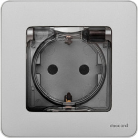 Legrand/Daccord INSPIRIA Алюминий Розетка 2К+З IP 44 с откидной крышкой и шторками - немецкий стандарт - 16 А - 250 В