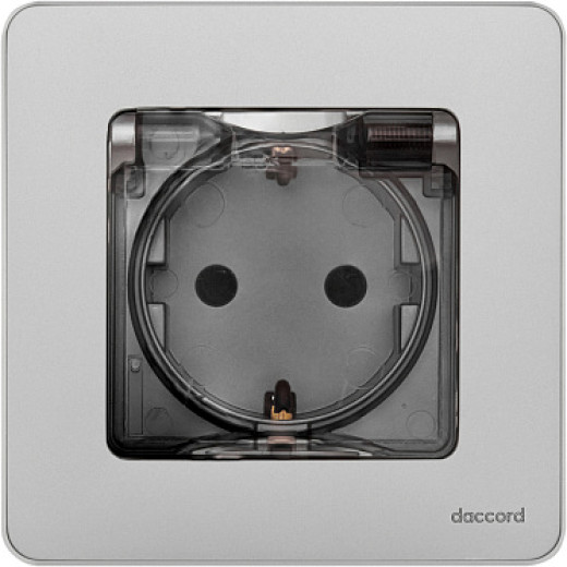 Legrand/Daccord INSPIRIA Алюминий Розетка 2К+З IP 44 с откидной крышкой и шторками - немецкий стандарт - 16 А - 250 В