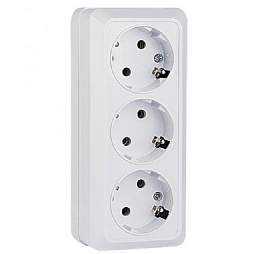 EKF PROxima Рим Розетка 3-местная 16А с заземлением белая