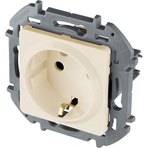 Legrand/Daccord INSPIRIA Слоновая кость Розетка 2К+З со шторками - немецкий стандарт - 16 А - 250 В