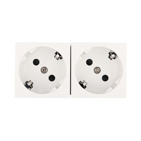 Ecoplast LK45 Розетка двойная с заземляющими контактами, с защитными шторками, 16 А, 250 В, под углом 45 градусов (белый)
