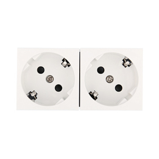 Ecoplast LK45 Розетка двойная с заземляющими контактами, с защитными шторками, 16 А, 250 В, под углом 45 градусов (белый)