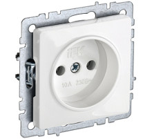 IEK BRITE BASE Белый Розетка 1-м б/з без защ штор 10А РС10-1-0-БрБ