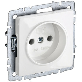 IEK BRITE BASE Белый Розетка 1-м б/з без защ штор 10А РС10-1-0-БрБ