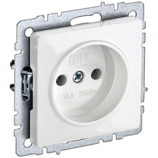 IEK BRITE BASE Белый Розетка 1-м б/з без защ штор 10А РС10-1-0-БрБ