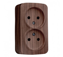 EKF Basic Минск Темное дерево Розетка 2-ая, б/з, 10А, ОП