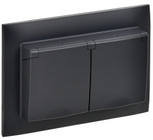 IEK SKANDY Черный Розетка 2-ая с/з с крышкой 16А в сборе IP44 SK-R12Bl