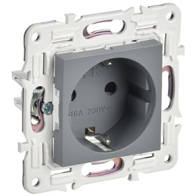 IEK SKANDY Серый Розетка с/з с защитными шторками 16А б/к SK-R06Gr